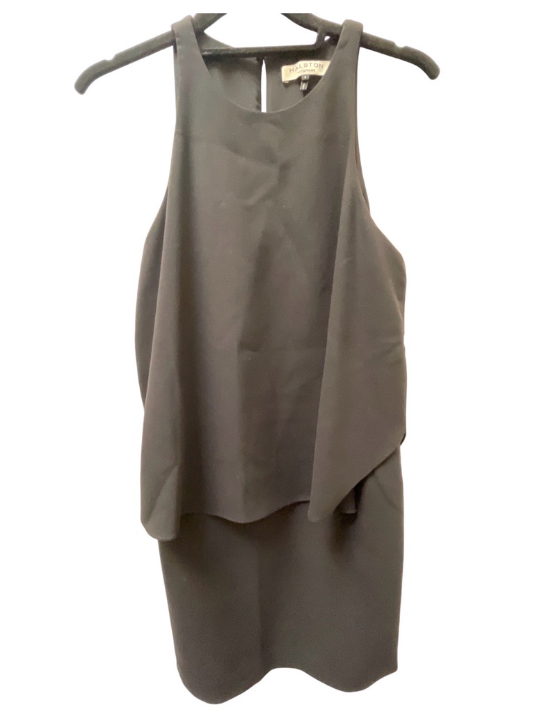 Halston Heritage Teardrop Drape Overlay Little Black Dress Size 4